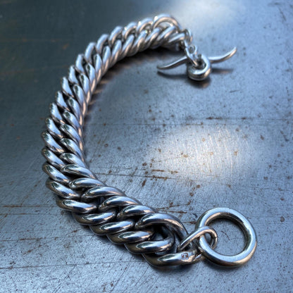 Double Curb Solid Sterling Silver Bracelet. 15mm.  925 Handmade