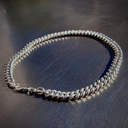 Pearl Curb Chain— 925 Sterling Silver, Single Curb, Hook Clasp
