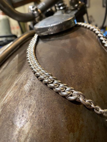 Pearl Curb Chain— 925 Sterling Silver, Single Curb, Hook Clasp