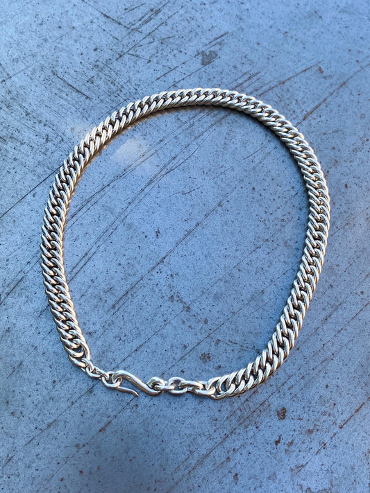 Double Curb 925 Solid Sterling Silver Choker Necklace.  10mm wide