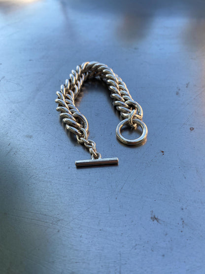 Double Curb Solid Sterling Silver Bracelet. 15mm.  925 Handmade