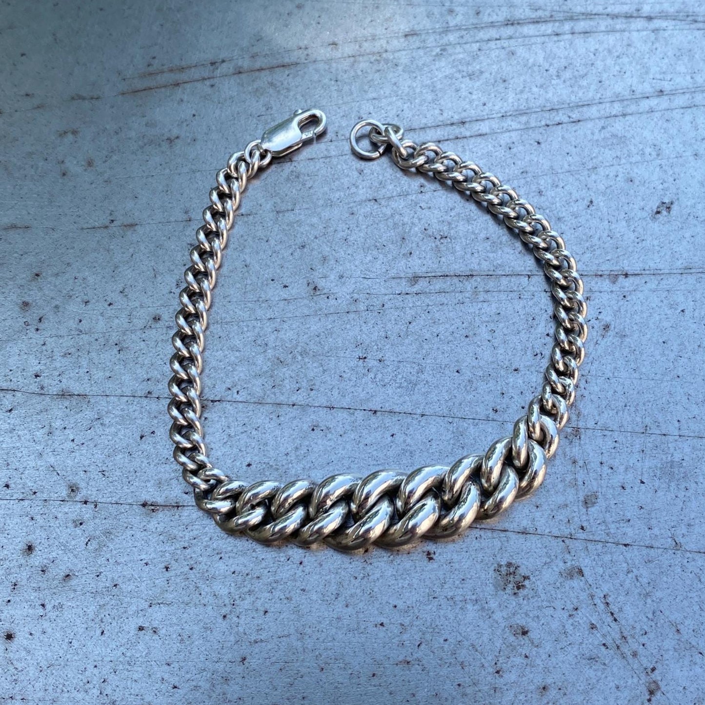 Graduated 925 Sterling Silver Bracelet.