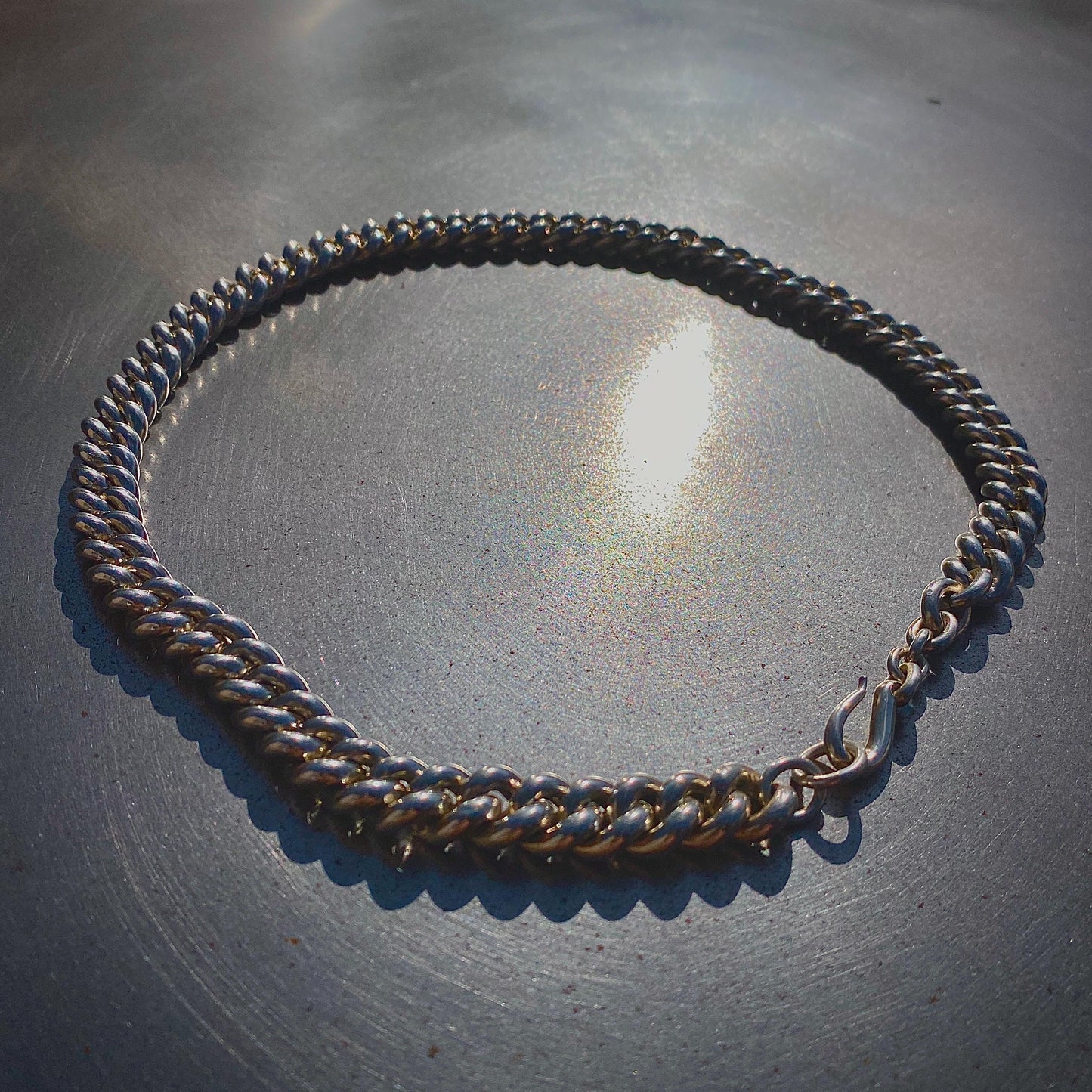 Pearl Curb Chain— 925 Sterling Silver, Single Curb, Hook Clasp