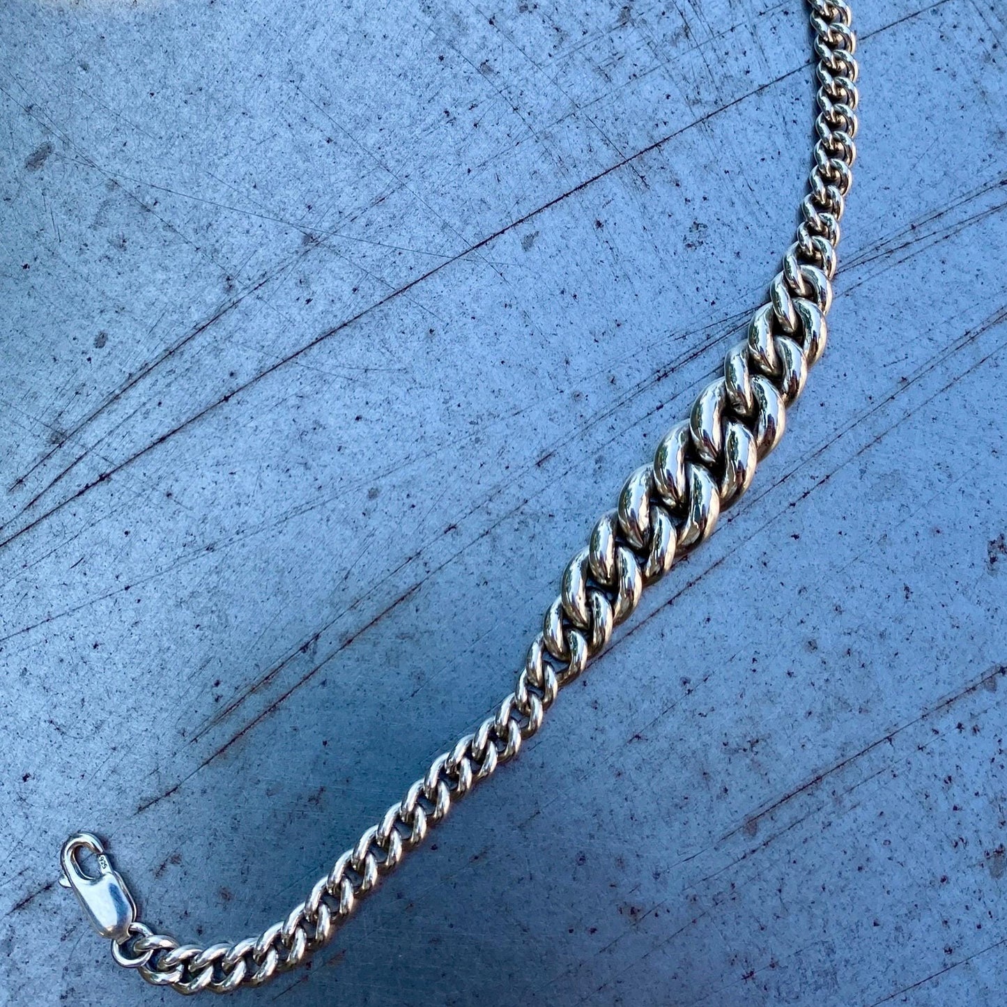 Graduated 925 Sterling Silver Bracelet.