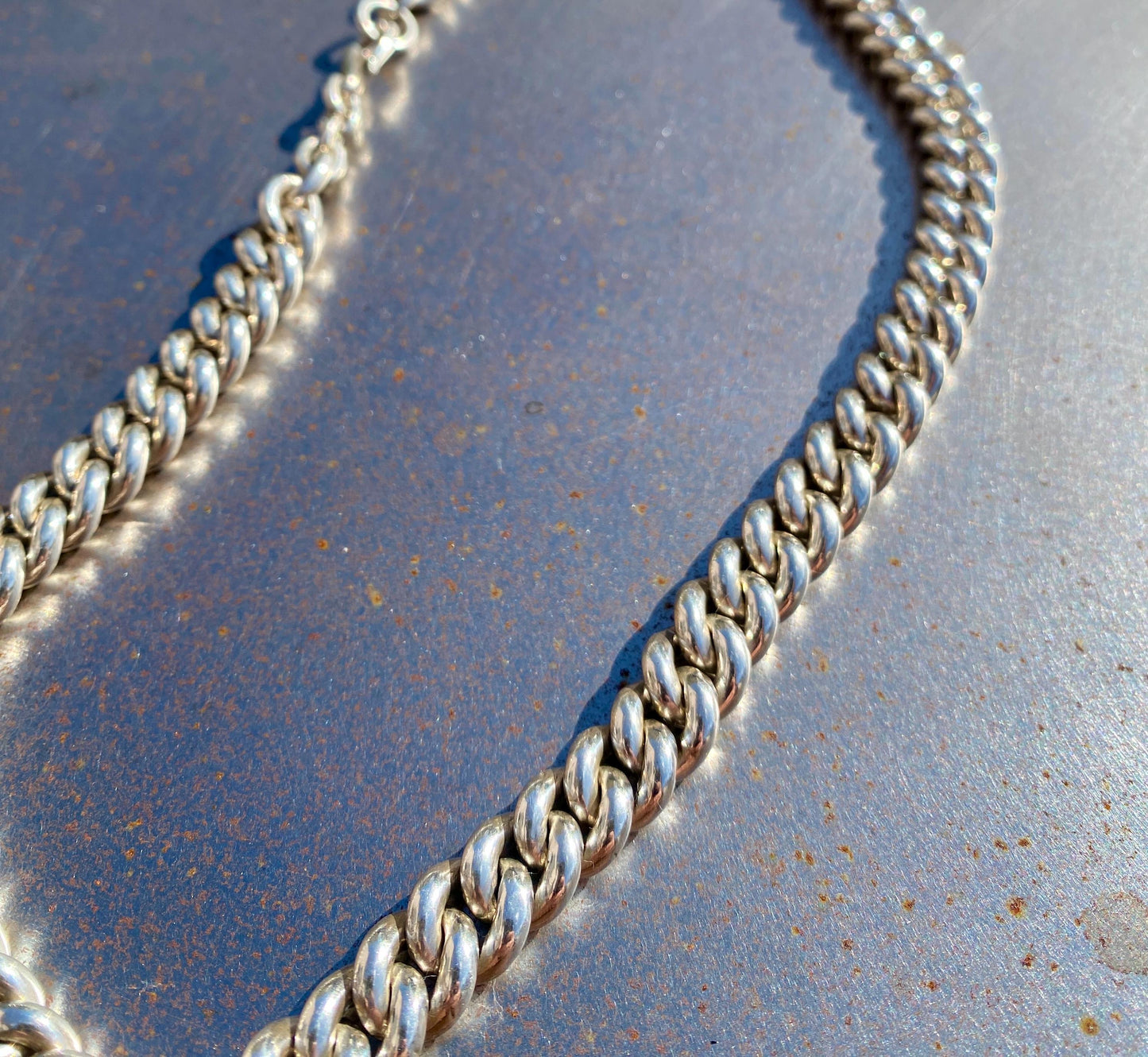 Pearl Curb Chain— 925 Sterling Silver, Single Curb, Hook Clasp