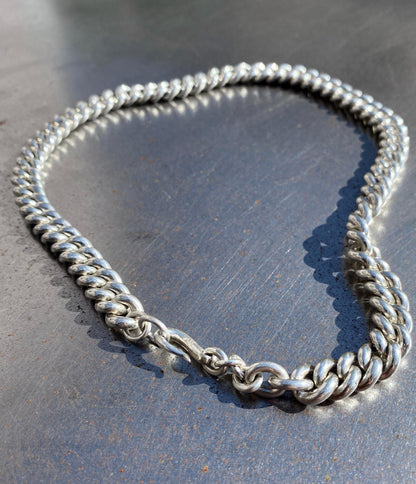 Pearl Curb Chain— 925 Sterling Silver, Single Curb, Hook Clasp