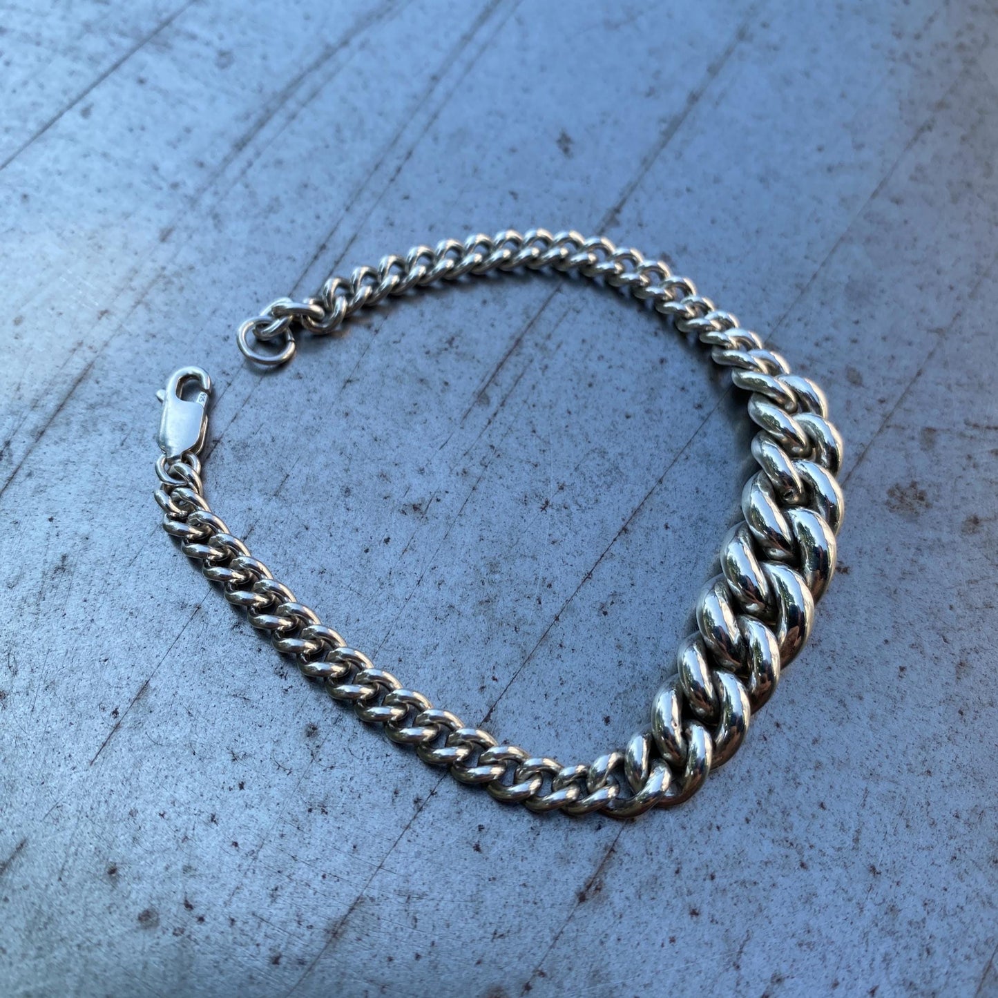 Graduated 925 Sterling Silver Bracelet.