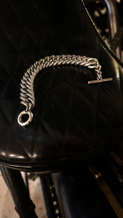 Double Curb Solid Sterling Silver Bracelet. 15mm.  925 Handmade